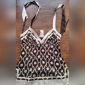 Bebe Brown and White Reversible Women's Top